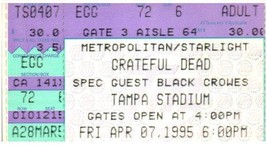 Vintage Grateful Morti Ticket Stub Aprile 7 1995 Tampa Florida - £44.05 GBP