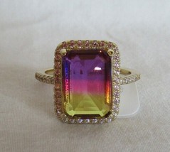 Park Lane Passion Ring Rainbow Radiant And Clear Pave C Zs Goldtone Size 10 - $93.46