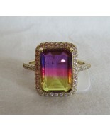 PARK LANE PASSION Ring Rainbow Radiant and Clear Pave CZs Goldtone Size 10 - $152.03 CAD