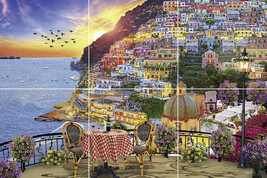 Dinner Positano Italy sunset ocean view ceramic tile mural backsplash medallion - £46.68 GBP+