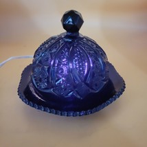 Black Amethyst Tiara Monarch Indiana Glass Butter Cheese Dish Vintage - £31.53 GBP
