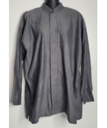 Eskandar Shirt Blouse Sz 1 Gray Long Sleeves Hidden Placket Button Neima... - £157.37 GBP