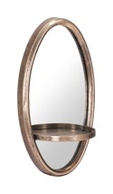 Antiqued Gold Oval Mirror with Petite Shelf - £39.35 GBP