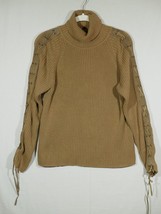 Forenza Turtleneck Pullover Brown Acrylic Cotton Sweater Faux Leather Sl... - £16.01 GBP
