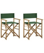 Folding Director&#39;s Chairs 2 pcs Green Bamboo and Fabric - £69.12 GBP