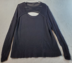 Torrid Blouse Top Womens Size 3 Black 100% Rayon Knitted Long Sleeve Round Neck - £11.93 GBP