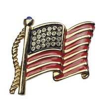 Vintage Franklin Mint Swarovski USA Flag Pin Brooch Patriotic American July 4th - £10.35 GBP