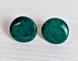 Vintage green round geometric Shape Earring 80s/90s clip on screw back - £7.90 GBP