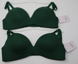 Auden Bliss Lightly Lined Wirefree Bra Women&#39;s 32A Lot of 2 Green NWT - £9.94 GBP