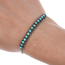 6&quot; 30&#39;s-40&#39;s Zuni Snake Eye turquoise silver cuff bracelet - £168.16 GBP