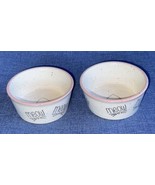 Pair of Ivory &amp; Pink Ceramic Cat Food &amp; Water Dishes Bowls MEOW Whiskers... - £21.10 GBP