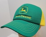 John Deere Embroidered Snapback Trucker Mesh Yellow Green Hat Cary Franc... - £9.45 GBP