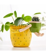Virtune Adorable Indoor Plant Pots. 5&quot; Flower Pot &amp; 2&quot; Small, Light Yellow - £31.24 GBP