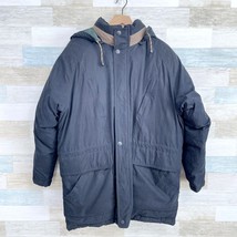 RFT Rainforest Heavy Goose Down Puffer Parka Jacket Black Hooded Mens Me... - $89.09