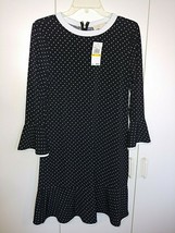 MICHAEL/MICHAEL Kors Ladies Ls Black Polka Dot Knit DRESS-M-NWT-$98 TAG-CUTE - £38.57 GBP