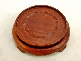 Wooden Round 4&quot; Footed Display Base, Sturdy, Holds Awards, Dolls, Vases, Candles - £15.87 GBP