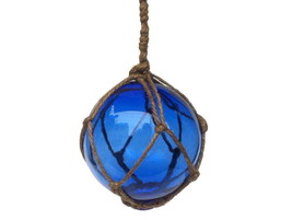 [Pack Of 2] Blue Japanese Glass Ball Fishing Float With Brown Netting Decoration - £42.38 GBP