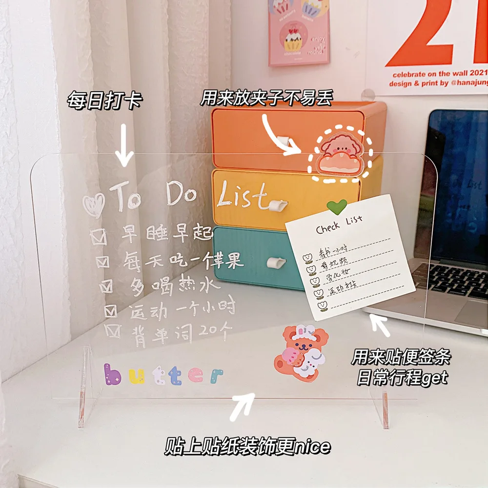 House Home Transparent Acrylic Note Board A Message Memo Board For Sticky Notes  - $19.00