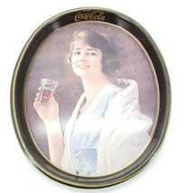 Vintage Antic Coca-Cola Serving Tray Metallic Plate Woman drinking Coke - £42.62 GBP