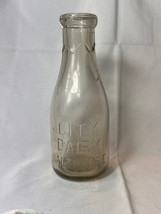 Vtg City Dairy Baltimore Milk Bottle Clear Blown Glass Embossed Maryland - $39.55
