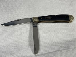 Steel Warrior Trapper Knife Engraved Genuine Buffalo Horn Stainless SW-1... - $19.80