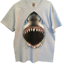 T Shirt Great White Shark Face Standard Unisex Large Light Blue NEW NWOT - £11.20 GBP