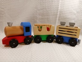 Melissa & Doug Farm Train Set #4545 Wooden Train w/Veggies/Fruit/Milk - $12.16