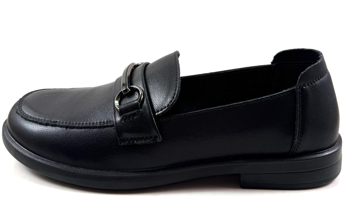 Bonavi 21R3-23 Black Leather Low Heel Loafer Shoe Item image 3
