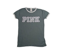 VS PINK Crewneck T-shirt Size Small Sage Green/White Great Condition - $99.54 MXN