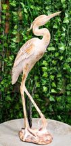Large Marine Majestic Heron In Reeds Distressed Faux Wood Finish Sculptu... - $133.99