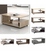 Modern Wooden Living Room Coffee Table With Storage Shelves &amp; Wheels G S... - £145.31 GBP+