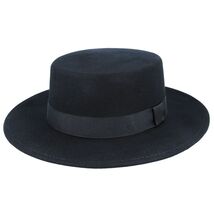 Men Bolero Hat Wide Stiff Brim Wool - 100% Wool Stiff Round Crown Wester... - $40.01