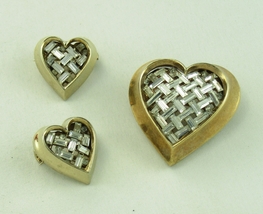 1951 TRIFARI Rhinestone Latticework HEART THROBS Triple Pin Set; Book Re... - $232.95