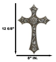 Rustic Western Silver Concho With Ornate Shell Pattern Wall Cross Decor Plaque - £18.78 GBP