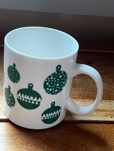 Starbucks White w Green Christmas Ornament Balls Ceramic Coffee Cup Mug ... - $13.09