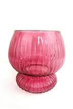 Vintage Vase/Candy Dish Cranberry Glass Ribbed Home or Office Accent Decor` - £19.35 GBP