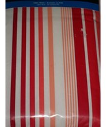 Red Orange White Stripe Vinyl Oblong 52 X 70 Tablecloth Outdoor Picnic S... - £18.09 GBP