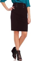 BCX Junior&#39;s High Rise Pencil Skirt w/ Button Detail Stretch Size 9 Black - £11.09 GBP