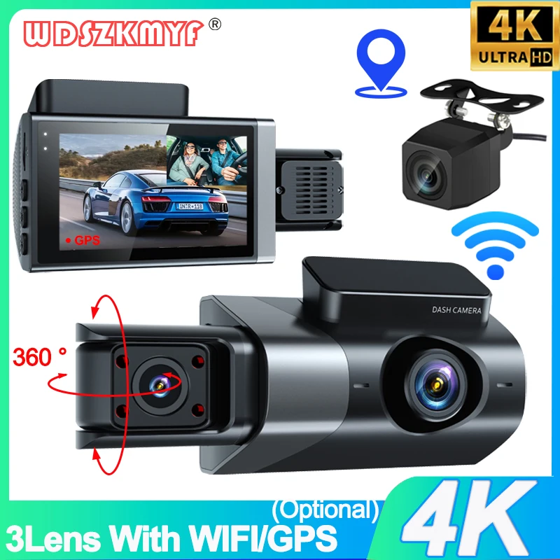 3Channel Car Dvr 4K Dash Cam for Cars GPS WIFI Rear View Camera for Vehicle - £59.90 GBP+