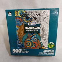 Mandalas Color-A-Puzzle Owl New in Sealed Box 500 Pc Puzzle - £13.54 GBP