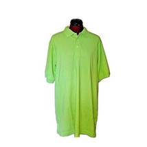 HARRITON Polo Shirt Lime Green Men Size Large Easy Blend AquaGuard Side ... - $18.17