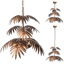 Vintage Chandelier Adjustable Tropical Coconut Tree Rustic Leaves Pendant Light  - £174.00 GBP