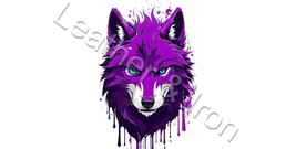 Wolf Head Purple with Blue Eyes Design Vinyl Checkbook Cover - $8.75