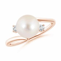 ANGARA Freshwater Pearl Bypass Engagement Ring for Women in 14K Solid Gold - £462.21 GBP