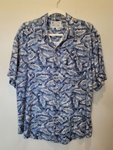 Vtg Columbia Shirt All Over Fish Print Button Front Size Large L Flax Ra... - $12.30