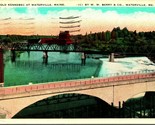 Kennebec River Bridges At Waterville Maine ME 1920s WB Postcard - $3.91