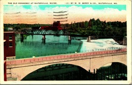 Kennebec River Bridges At Waterville Maine ME 1920s WB Postcard - £3.08 GBP
