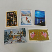 Christmas Cards Lot of 5 Assorted Covers Nativity Angels Sled Snow Country Env - £6.27 GBP