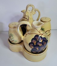 Cruet 5 Pc Set Vino By Tabletops Unlimited Hand Painted. - £21.30 GBP