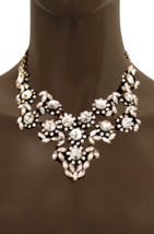 Classy Elegant Clear Acrylic Crystals Bib Statement Necklace Bridal, Evening - $26.51